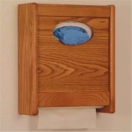 WOODEN MALLET Combo Towel Dispenser and Glove and Tissue Holder in Medium Oak WO599452